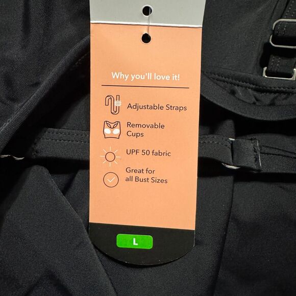 SHAPERMINT Swim Ruffled Bikini Top Removable Padding Adjustable Black NWT Large - Picture 5 of 6